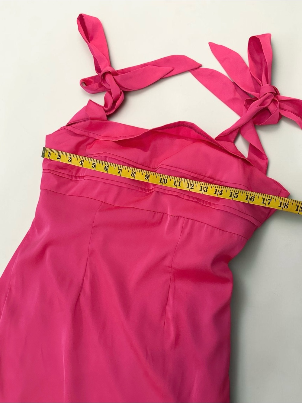 Fashion Nova Hot Pink Satin Tie Strap Mini Dress Open Back Size 6 - Picture 12 of 16
